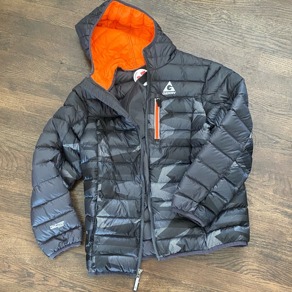 New Packable Gerry Weber Black and Orange Puffer Jacket with Hood & Bag